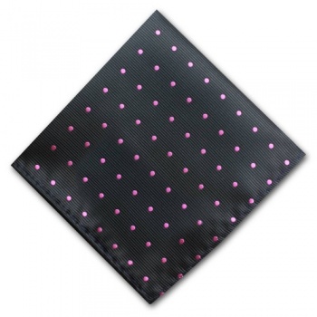 Black Pocket Square with Pink Polka Dots